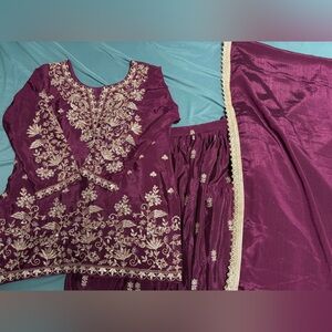 Embroidered Maroon Traditional Indian Outfit - perfect for jaggos, weddings, etc